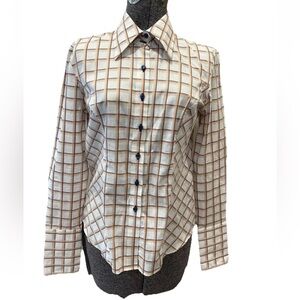 Tommy Hilfiger ladies size 8 button down casual shirt-1980s-androgyny-cotton-VTG